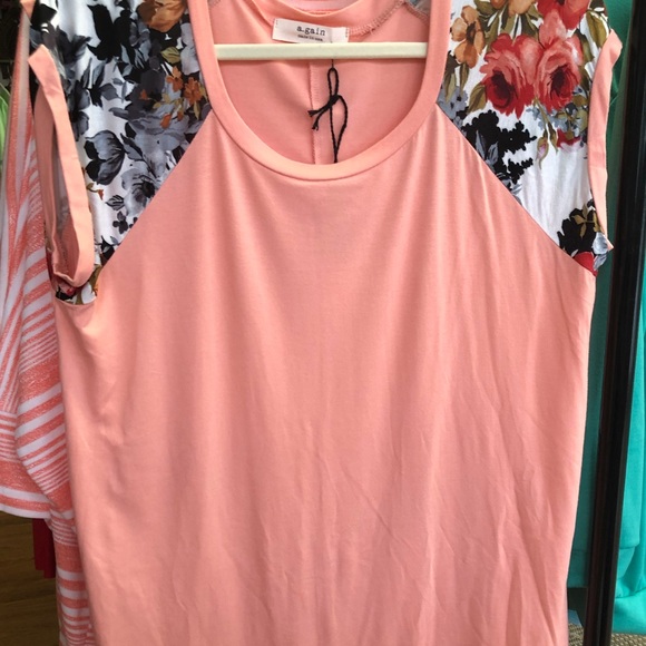 Peach Floral Cap Sleeve Tee! - Picture 9 of 12